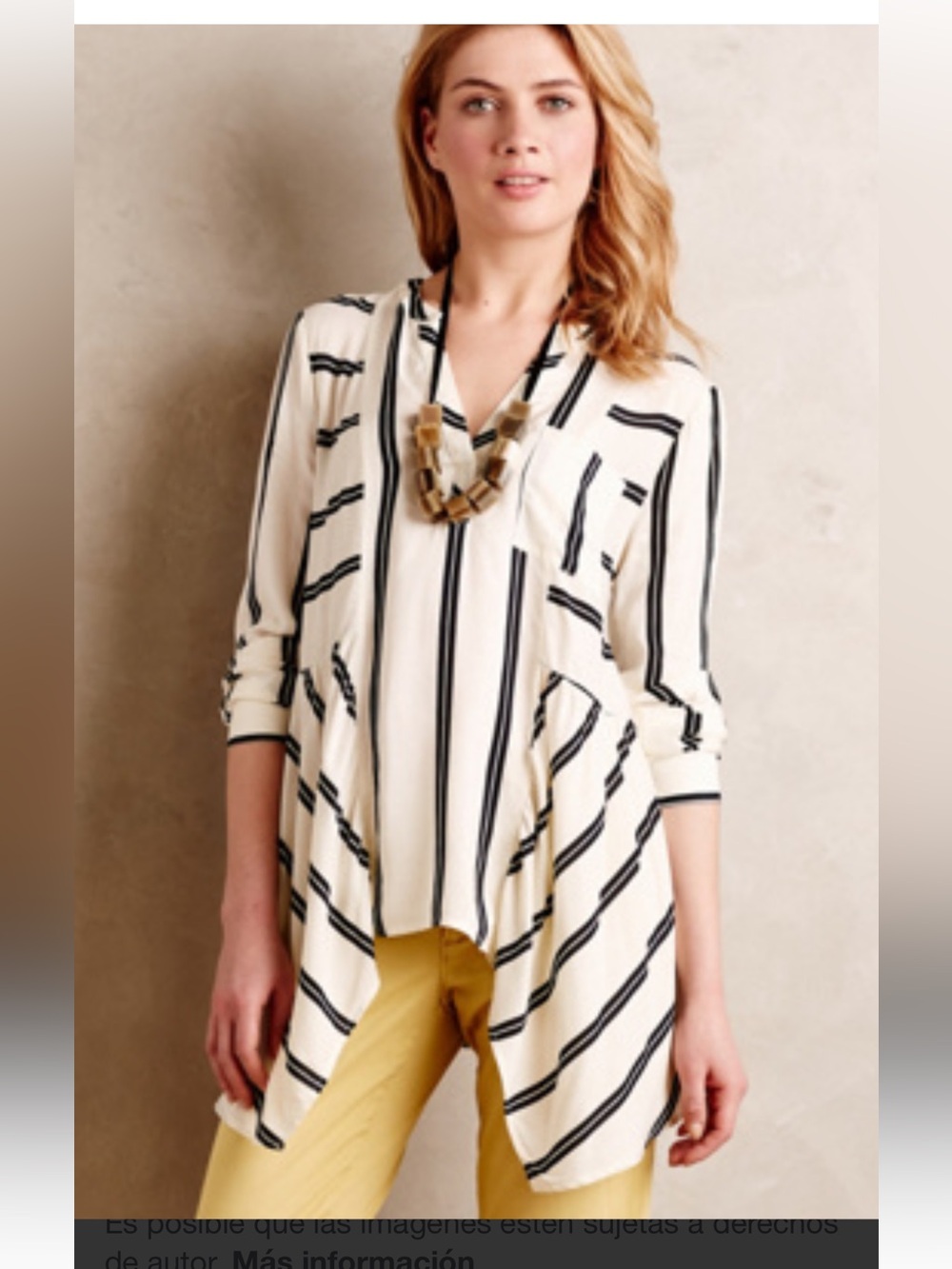 Anthropologie Ivory Tunic with Black Stripes